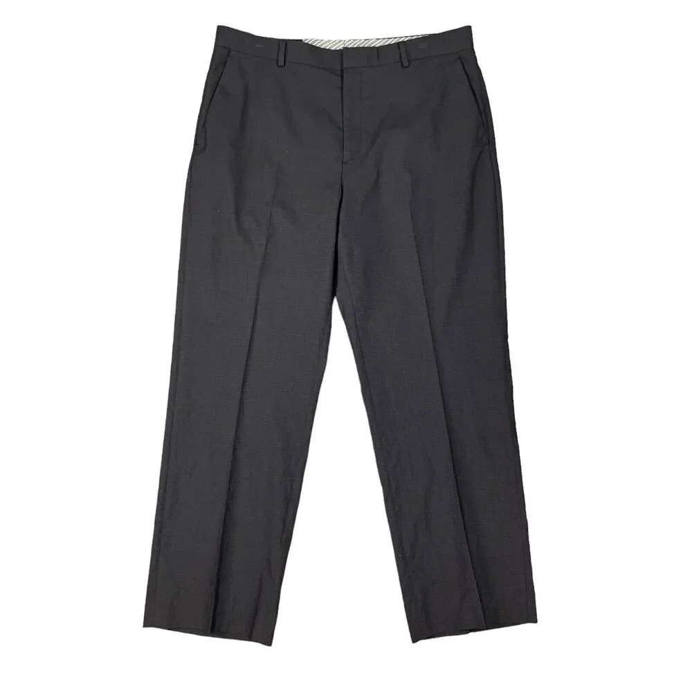 Banana Republic Classic Dress Pant Mens 35 Gray Straight Leg Mid Rise Flat Front